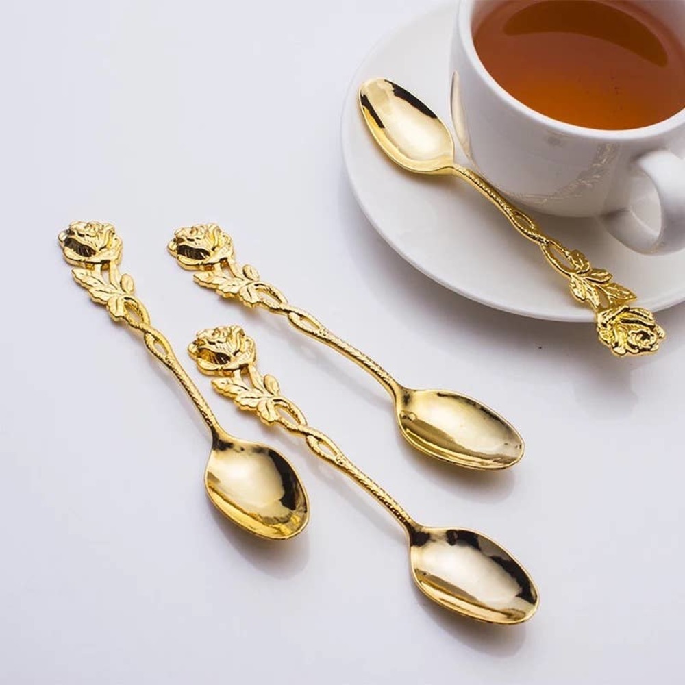Tiny gold teaspoons tea party set of 8